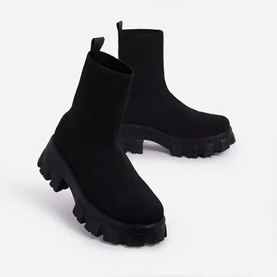 Lässige Strick- und Vegan Leder Stiefeletten für Damen | Ideal für das tägliche Tragen