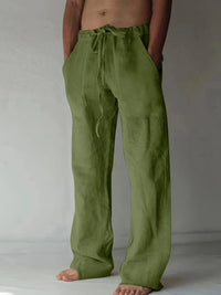 Arthur | Herren Baggy Leinenhose Locker Sommer Natürlich Casual in Grün