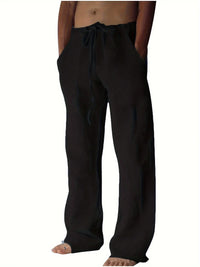 Arthur | Herren Baggy Leinenhose Locker Sommer Natürlich Casual in Schwarz