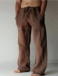 Arthur | Herren Baggy Leinenhose Locker Sommer Natürlich Casual in Braun