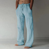 Arthur | Herren Baggy Leinenhose Locker Sommer Natürlich Casual in Blau
