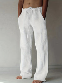 Arthur | Herren Baggy Leinenhose Locker Sommer Natürlich Casual in Weiß