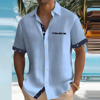 Bastian | Herren Kurzarm Hemd mit Kontrastdetails in Blau