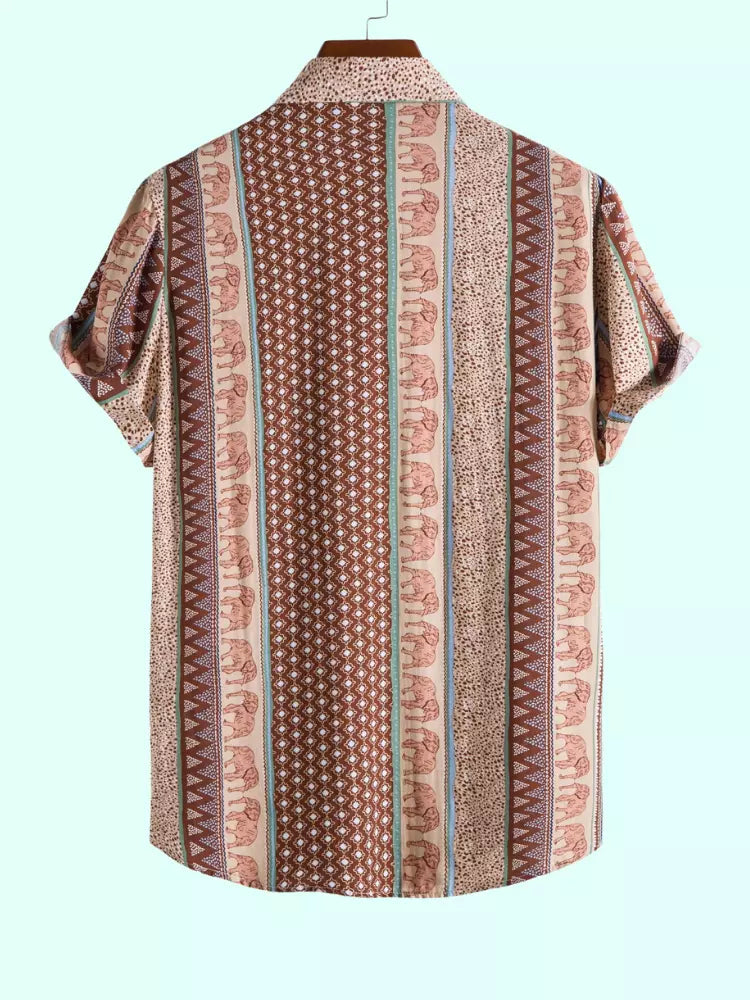 Elefantenhemd mit geometrischem Druck und strukturierter Baumwolle