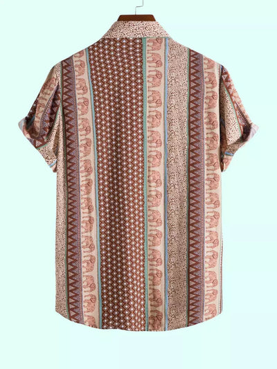 Elefantenhemd mit geometrischem Druck und strukturierter Baumwolle