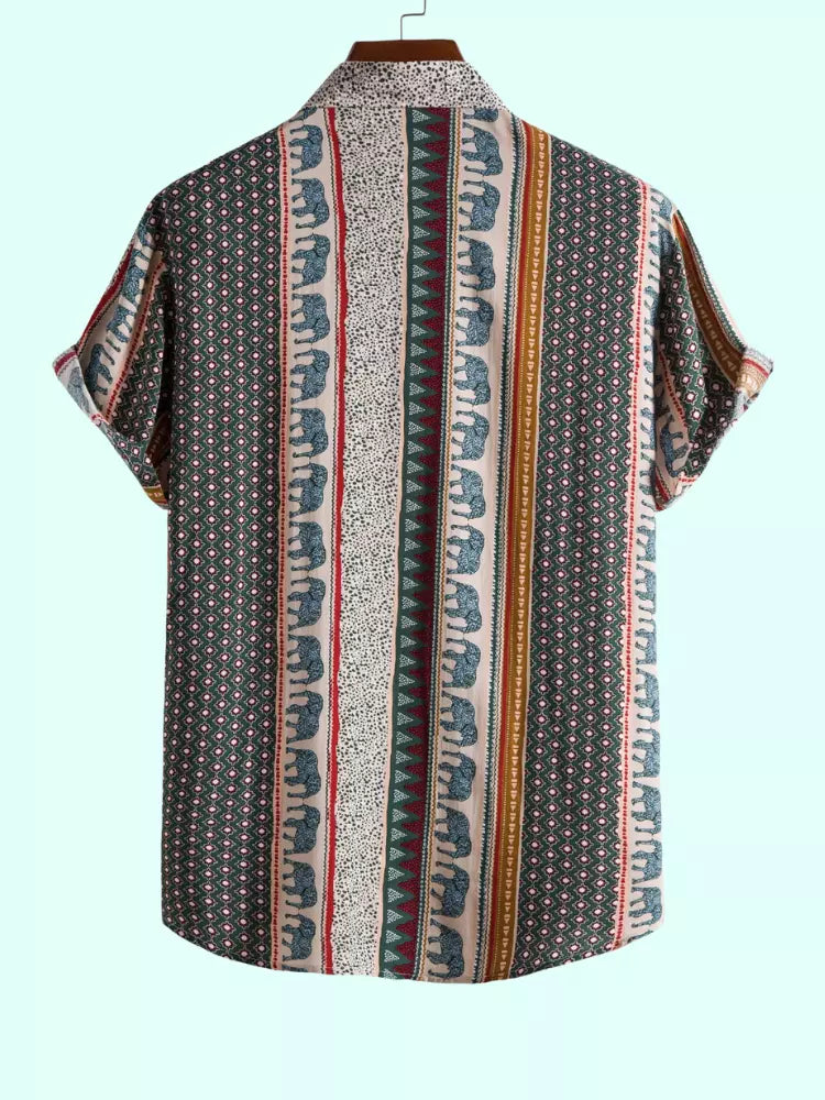 Elefantenhemd mit geometrischem Druck und strukturierter Baumwolle