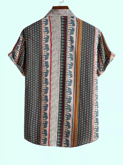 Elefantenhemd mit geometrischem Druck und strukturierter Baumwolle