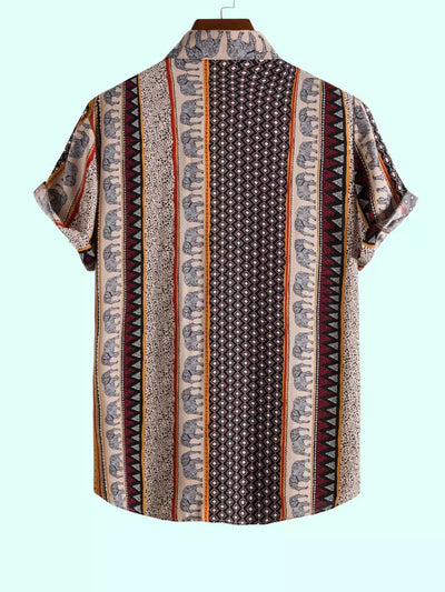 Elefantenhemd mit geometrischem Druck und strukturierter Baumwolle