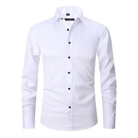 Herren Langarm Button Down Business Hemd mit Knopfverschluss in Weiß