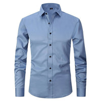 Herren Langarm Button Down Business Hemd mit Knopfverschluss in Hellblau