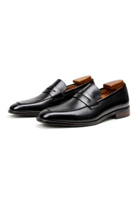Herren Klassische Penny-Loafer Orthopedic Slip-On Lackschuhe mit Arch Support in Schwarz