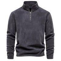 Herren Klassisches Sweatshirt mit Viertelreißverschluss Komfortabler Freizeitpullover in Grau