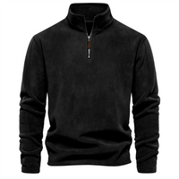 Herren Klassisches Sweatshirt mit Viertelreißverschluss Komfortabler Freizeitpullover in Schwarz