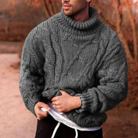Herren Rollkragenpullover Dick Gestrickt Winterpullover Warmer Strickpullover in Grau