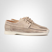 Herren Schnürloafer mit Wildleder-Optik und moderner Flachsohle in Beige