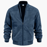 Herren Wildleder Bomberjacke Lässige Übergangsjacke mit Zipper Modernes Design in Marine