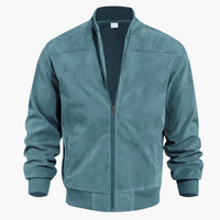 Herren Wildleder Bomberjacke Lässige Übergangsjacke mit Zipper Modernes Design in Blau