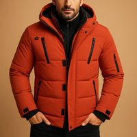 Herren Winterjacke Robust Dick Gefüttert Winddicht für Kalte Tage in Orange