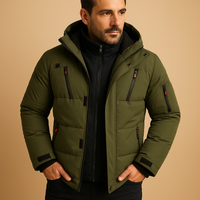 Herren Winterjacke Robust Dick Gefüttert Winddicht für Kalte Tage in Grün
