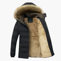 Herren Winterjacke mit Kapuze und warmem Innenfutter für kalte Tage in Schwarz