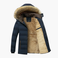Herren Winterjacke mit Kapuze und warmem Innenfutter für kalte Tage in Blau