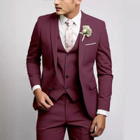 Viktor | Herren Dreiteiliger Anzug Elegant Business Festlich Zeitlos in Dunkelrot