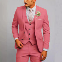 Viktor | Herren Dreiteiliger Anzug Elegant Business Festlich Zeitlos in Rosa