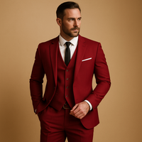 Sebastian | Herren Dreiteiliger Anzug Klare Linien Elegant Modern Business in Rot