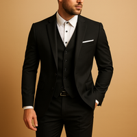 Sebastian | Herren Dreiteiliger Anzug Klare Linien Elegant Modern Business in Schwarz