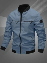 Herrenjacke Bomberjacke Regular Fit mit Baseballkragen – Lässige Collegejacke für Freizeit und Sport in Nebelblau