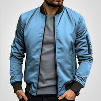 Herrenjacke Klassische Bomberjacke Übergangsjacke mit Rippbündchen und Reißverschluss für Stil und Komfort in Blau