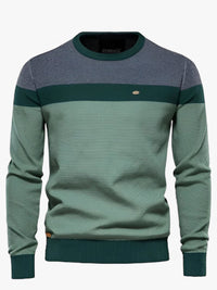 Herrenpullover Colorblock Rundhals Modern, Komfortabel für Freizeitaktivitäten, Stilvoller Look in Grau und Dunkelgrün in Grün