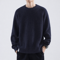 Herrenpullover Gant Pullover Herren Strukturierter Rundhals Modernes Design für Winter in Marineblau