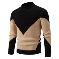 Herrenpullover Mit Modernem Geometrischem Muster – Stilvoller Langarm-Pullover Für Komfort An Kühlen Tagen in Schwarzer Diamant