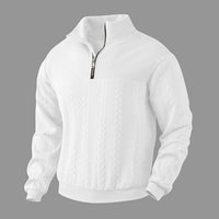 Herrenpullover Zopfstrick mit Stehkragen und Viertelreißverschluss – Eleganter Gant Pullover Herren für Freizeit und Büro in Weiß