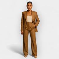 Marlène | Damen Hosenanzug Gerade Passform Elegant Business Modern in Beige