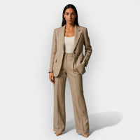 Marlène | Damen Hosenanzug Gerade Passform Elegant Business Modern in Khaki