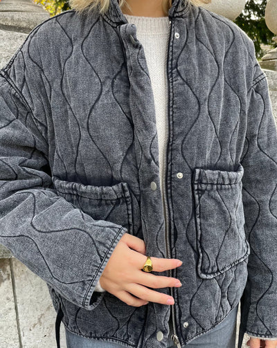 Renni | Must-Have Graue Jacke mit Großen Taschen