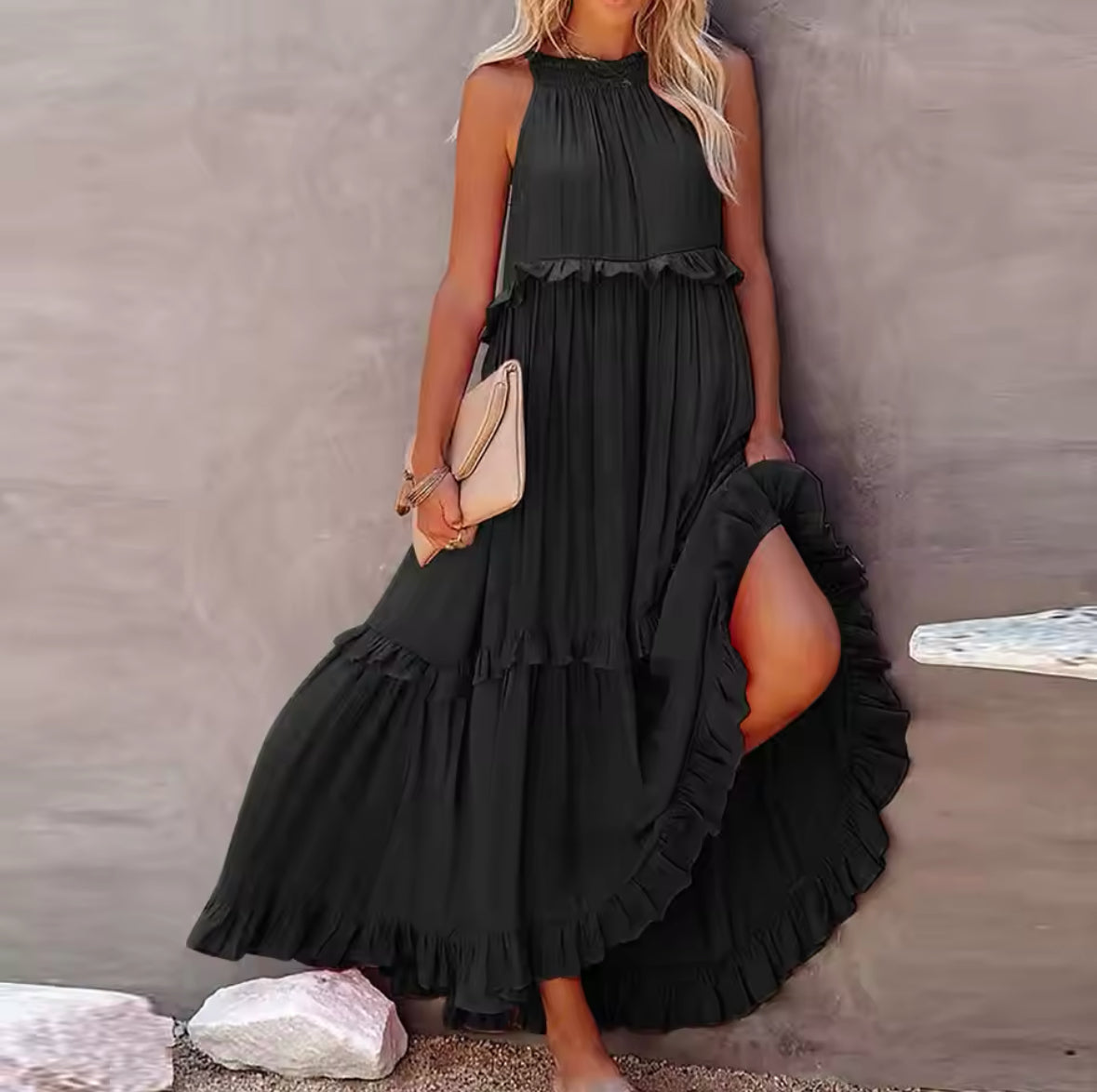 Ärmelloses Sommerkleid wit Bauchabdeckung