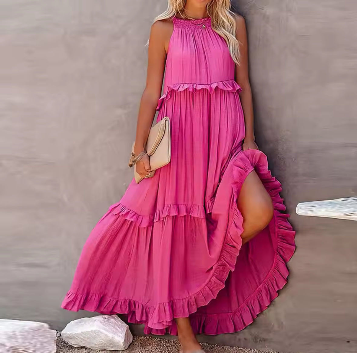 Ärmelloses Sommerkleid wit Bauchabdeckung