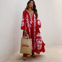 Nelia - Lockeres Boho-Sommerkleid mit Blumenprint in Rot