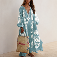 Nelia - Lockeres Boho-Sommerkleid mit Blumenprint in Hellblau