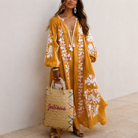 Nelia - Lockeres Boho-Sommerkleid mit Blumenprint in Orange