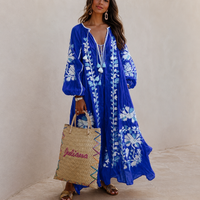 Nelia - Lockeres Boho-Sommerkleid mit Blumenprint in Blau