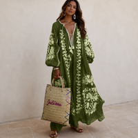 Nelia - Lockeres Boho-Sommerkleid mit Blumenprint in Grün