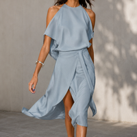 Celestine - Midikleid mit ungleichmäßigem Saum in Grau