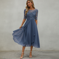 Yara - Elegantes Chiffon-Midikleid in Türkis