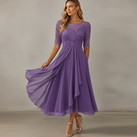Yara - Elegantes Chiffon-Midikleid in Flieder