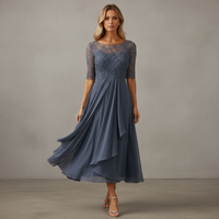 Yara - Elegantes Chiffon-Midikleid in Grau
