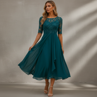 Yara - Elegantes Chiffon-Midikleid in Dunkelblau